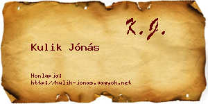 Kulik Jónás névjegykártya